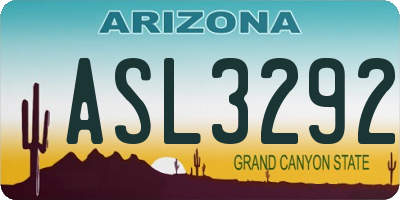 AZ license plate ASL3292