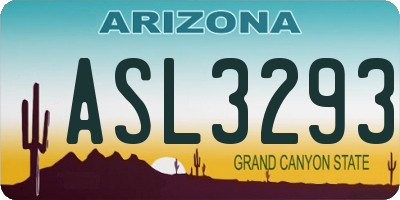 AZ license plate ASL3293