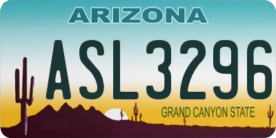 AZ license plate ASL3296