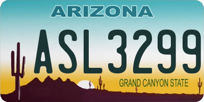 AZ license plate ASL3299