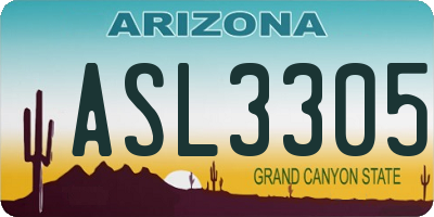 AZ license plate ASL3305