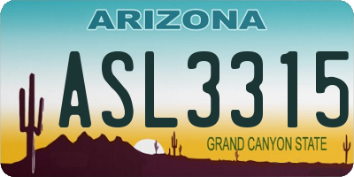 AZ license plate ASL3315