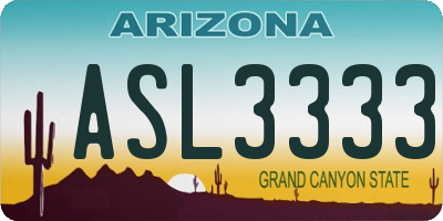 AZ license plate ASL3333