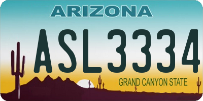 AZ license plate ASL3334