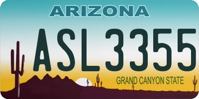 AZ license plate ASL3355