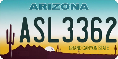 AZ license plate ASL3362