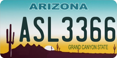 AZ license plate ASL3366