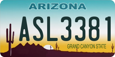AZ license plate ASL3381