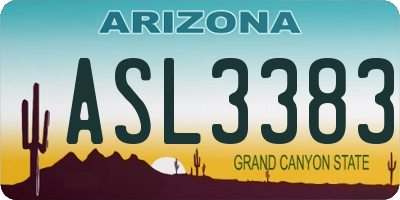 AZ license plate ASL3383