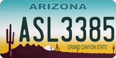AZ license plate ASL3385