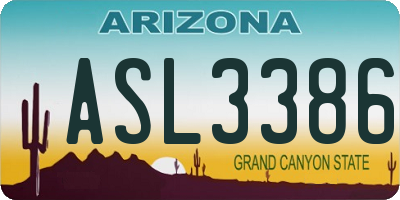 AZ license plate ASL3386