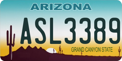 AZ license plate ASL3389