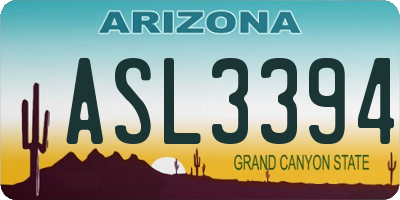 AZ license plate ASL3394