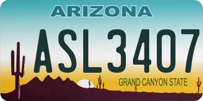 AZ license plate ASL3407