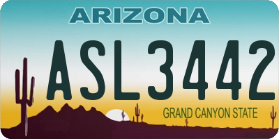 AZ license plate ASL3442