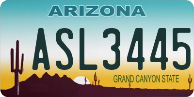 AZ license plate ASL3445