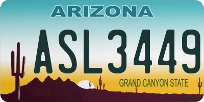 AZ license plate ASL3449