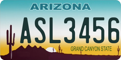 AZ license plate ASL3456