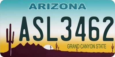 AZ license plate ASL3462