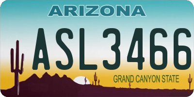 AZ license plate ASL3466