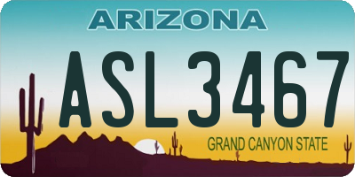 AZ license plate ASL3467