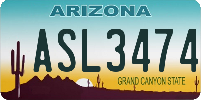 AZ license plate ASL3474