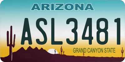 AZ license plate ASL3481