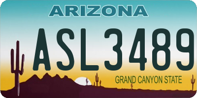 AZ license plate ASL3489