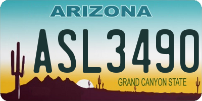 AZ license plate ASL3490