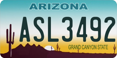 AZ license plate ASL3492