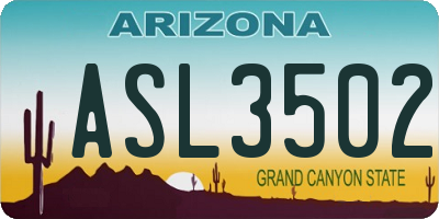 AZ license plate ASL3502