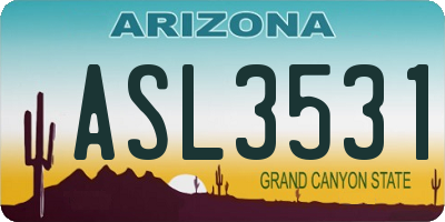 AZ license plate ASL3531