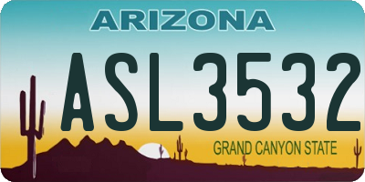 AZ license plate ASL3532
