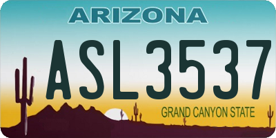 AZ license plate ASL3537