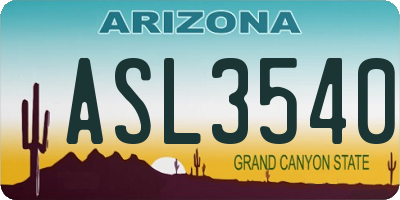 AZ license plate ASL3540