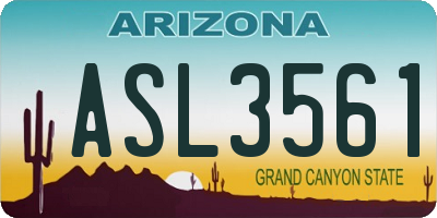 AZ license plate ASL3561