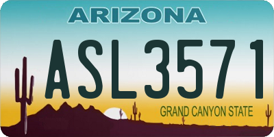 AZ license plate ASL3571