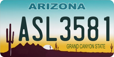 AZ license plate ASL3581