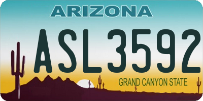 AZ license plate ASL3592