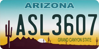 AZ license plate ASL3607