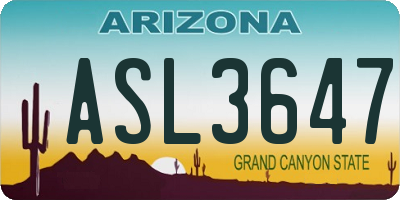 AZ license plate ASL3647