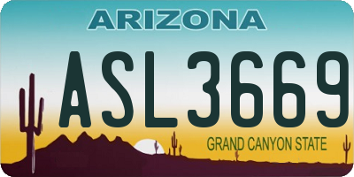 AZ license plate ASL3669