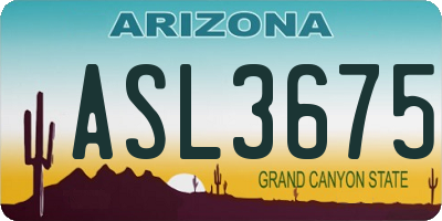 AZ license plate ASL3675