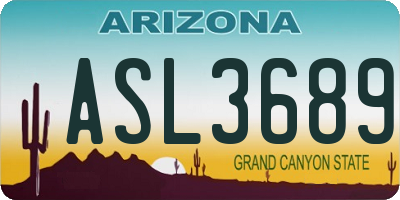 AZ license plate ASL3689