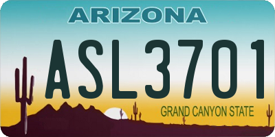 AZ license plate ASL3701