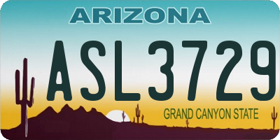 AZ license plate ASL3729