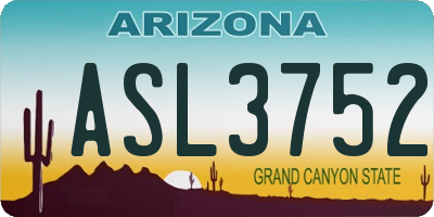 AZ license plate ASL3752
