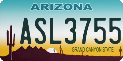 AZ license plate ASL3755
