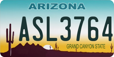 AZ license plate ASL3764