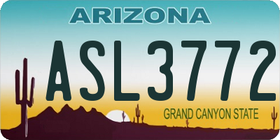 AZ license plate ASL3772